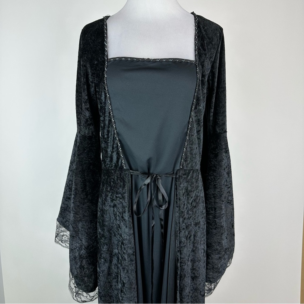 California Costume Midevil Angel of Darkness Black Velvet Costume Dress 11-13